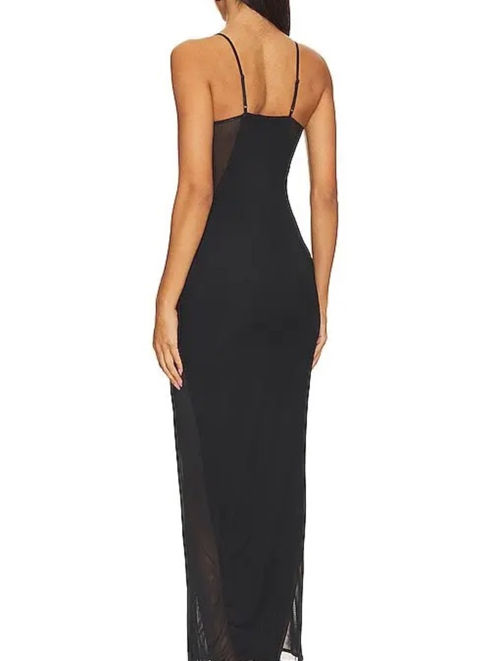 AFRM Alyson Dress in Noir/Black XS mesh sheer long dress - Picture 3 of 7